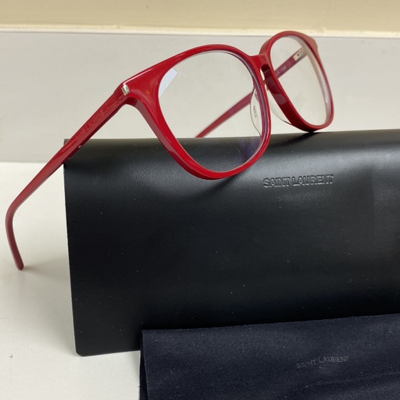 Saint Laurent Red Oversized Logo Frames High End Non Scratch Lenses Eyeglasses - Picture 10 of 14
